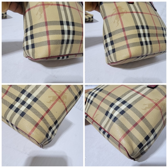 Authentic BURBERRY Haymarket Check Small Tote Red - Picture 10 of 11